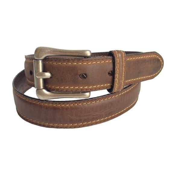 Levis Distressed Brown Leather Belt Unisex Mens Large - Picture 1 of 9